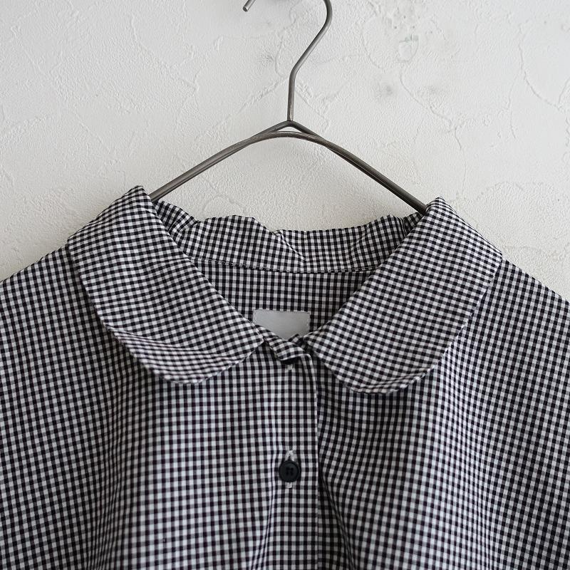 【美品】tandey 休日と詩　ブラウス　長袖　チェック柄　黒　白 TANDEY 休日と詩 *ギンガムチェックコットンブラウス*黒白シャツ