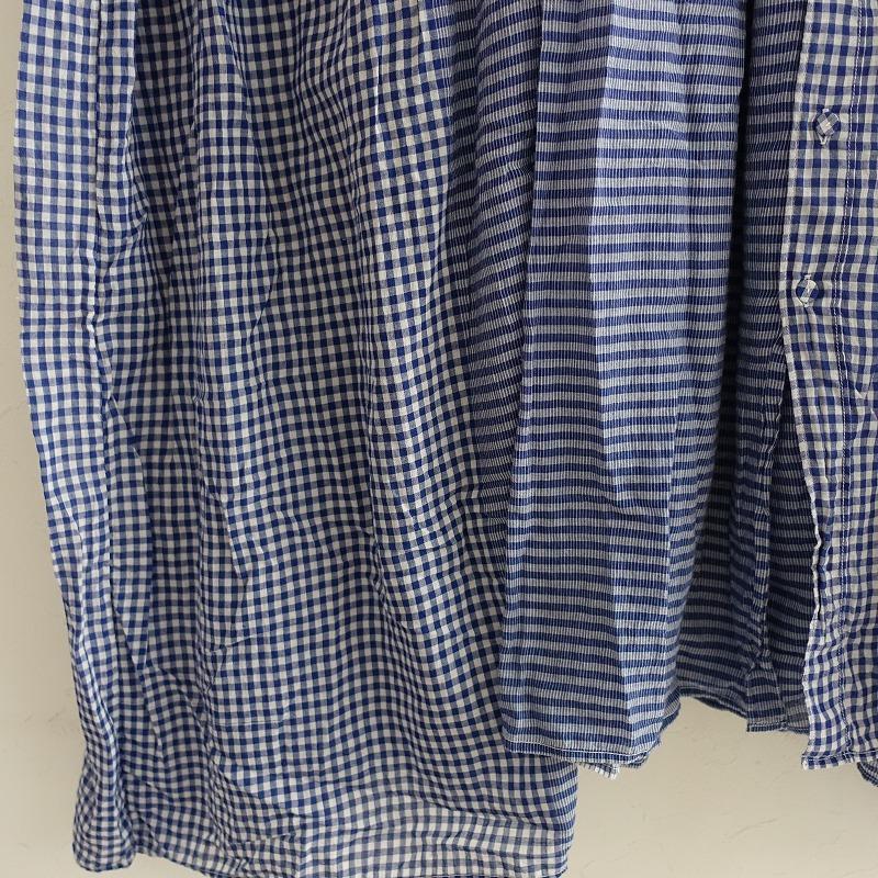 メゾンドソイルmaison de soilピンタックワンピースブルー maison de soil メゾンドソイル *コットンチェック切替