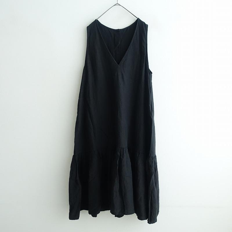 【最終値下げ】nest Robe ネストローブ リネンキャミワンピース ブラック nest Robe - ネストローブ リネンキャミワンピースの通販 by