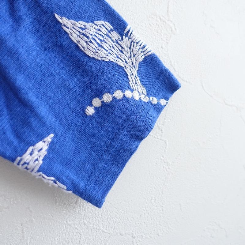 marble SUD（マーブルシュッド） *くじら刺繍前開きワンピース*ブルー