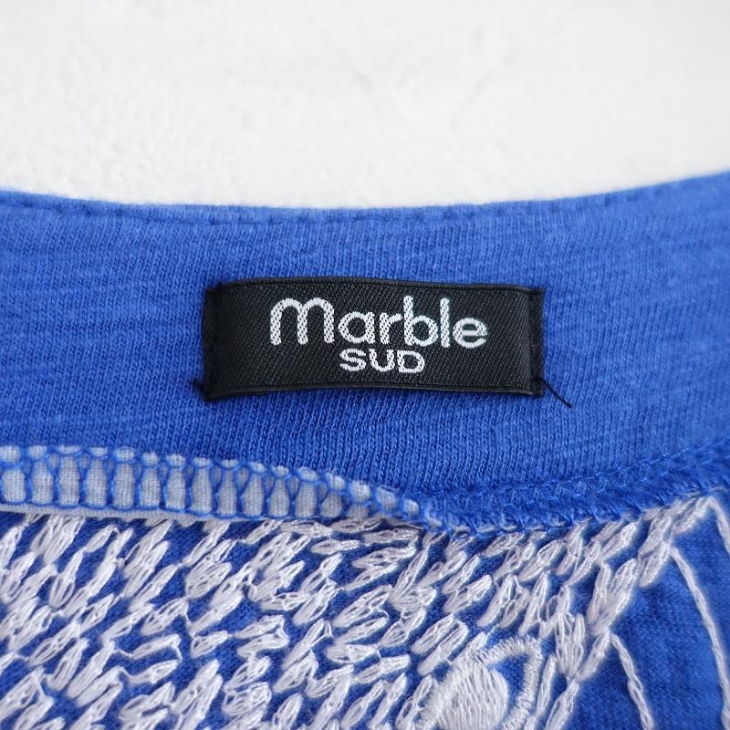 marble SUD（マーブルシュッド） *くじら刺繍前開きワンピース*ブルー