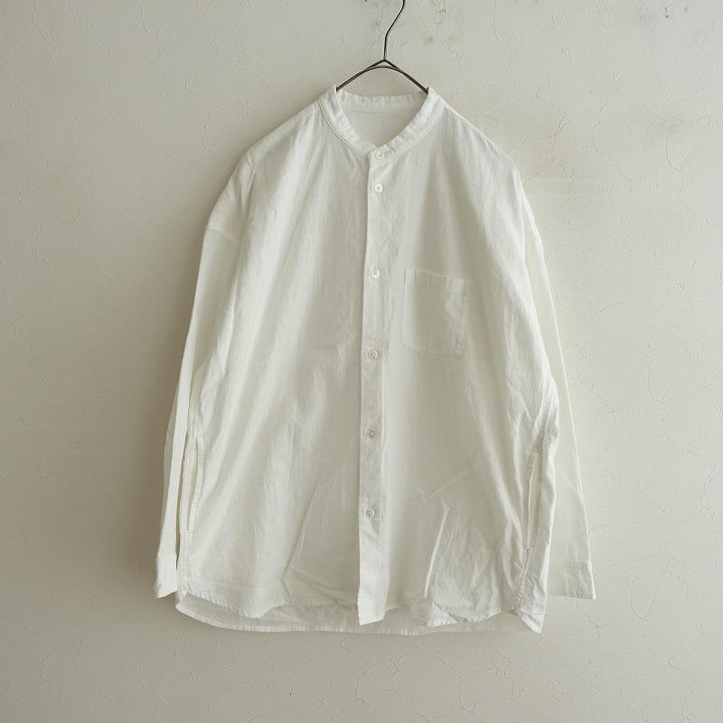 ゴーシュ *コットンリネン長袖バンドカラーシャツ*2白ホワイトロング 