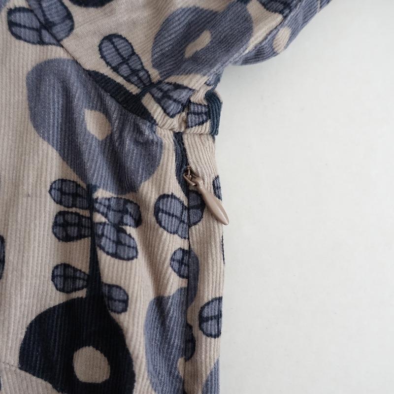 グランマママドーター ワンピース コーデュロイ はなおび 花柄 総柄 グランマママドーターはなおびギャザーワンピースコーデュロイ