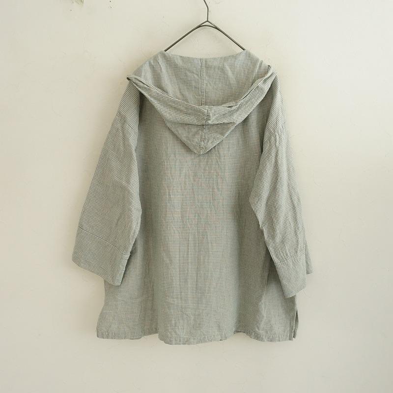 ネストローブ　コットンリネンチェック メキシカンフードブラウス　新品 nest Robe（ネストローブ） 【定価2.5万】ネストローブ *コットン