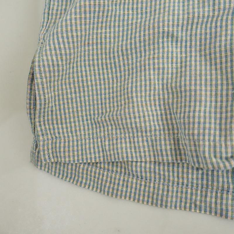 ネストローブ　コットンリネンチェック メキシカンフードブラウス　新品 nest robe コットンリネンチェック メキシカンフード ブラウス