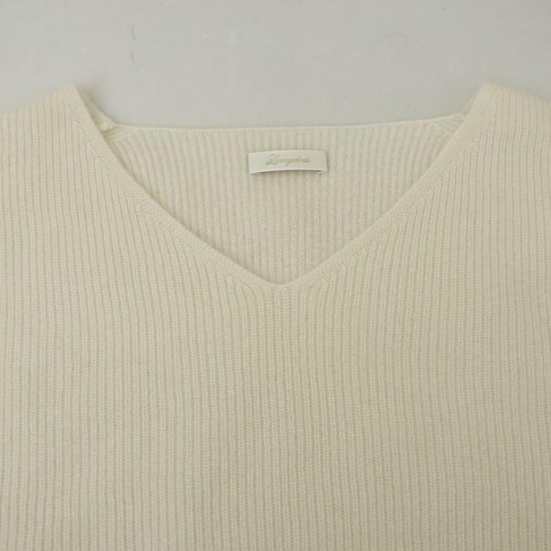ラウンジドレス Laungedress *カシミヤ100畔Vネックニットプルオーバー