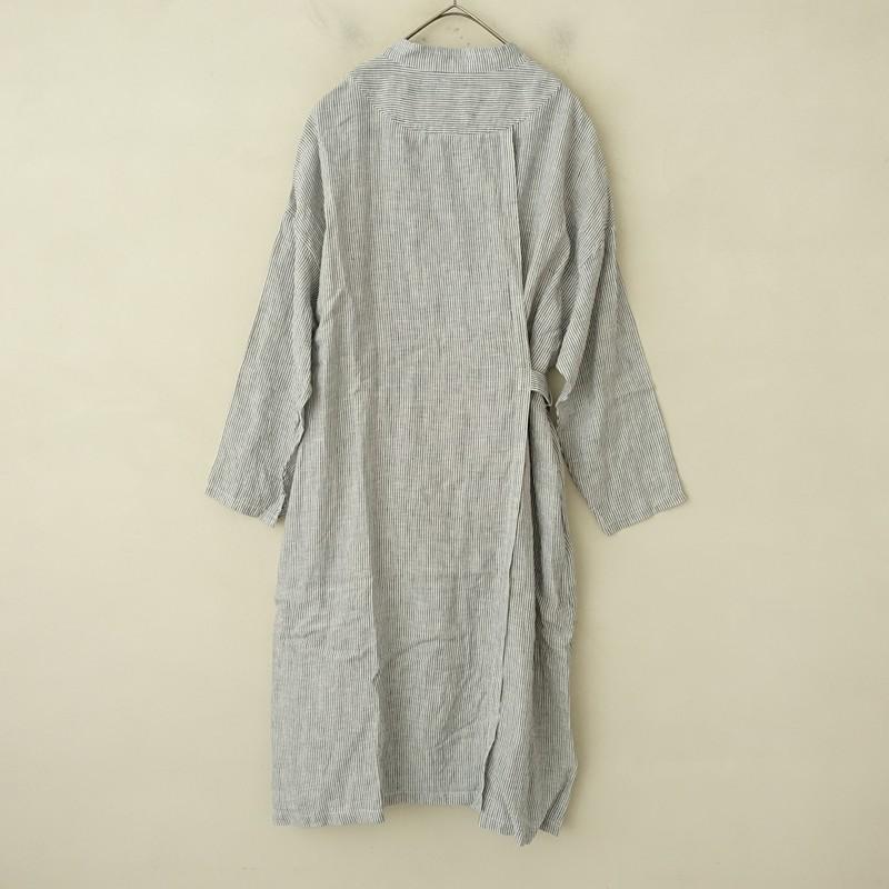 nest Robe（ネストローブ） *リネンストライプワンピース*ネイビー