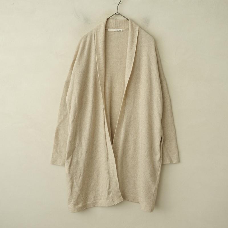 エヴァムエヴァ カシミヤ ロング ニット カーディガン カラーレス 長袖 羽織り evam eva vie エヴァムエヴァ *カシミヤロングニットカーディガン*2