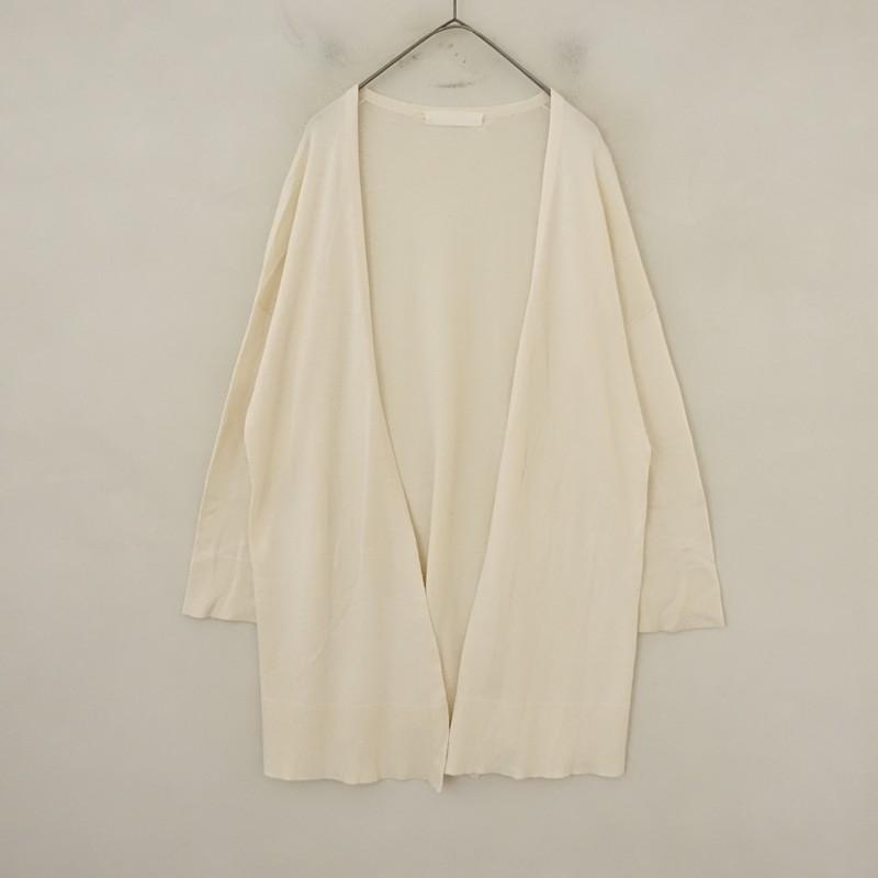 PRISTINE プリスティン　ヤクコットンローゲージロングカーディガン 日本製 PRISTINE（プリスティン） *ニットロングカーディガン*エクリュ無地