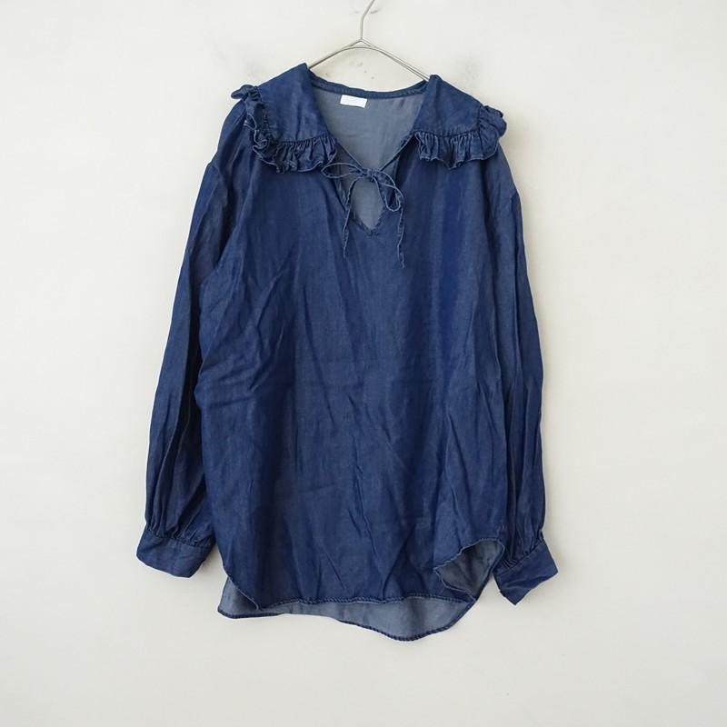Heriter（エリテ） *テンセルデニムフリルカラーブラウス*38シャツ