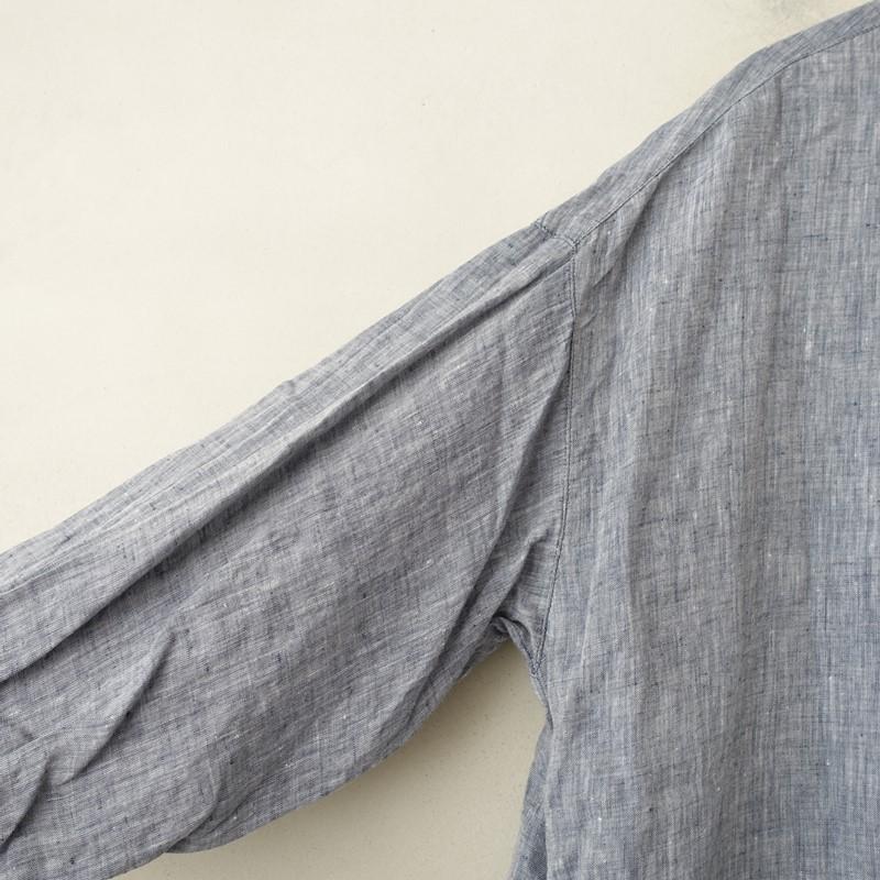 極美品✨️ネストローブ リネン100% バンドカラー ギャザーシャツワンピース リネンバンドカラーシャツワンピース｜nest Robe / CONFECT ONLINE SHOP