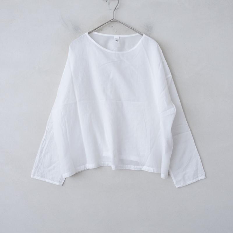 2024/定価1.7万】ヨリ Yoli *シンプルワイドブラウス*F白ホワイト無地