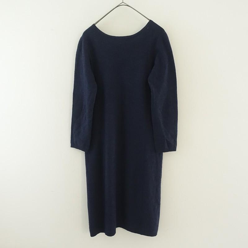 45アールピーエム 45RPM *ウール縮絨ワンピース*ネイビー長袖ロング