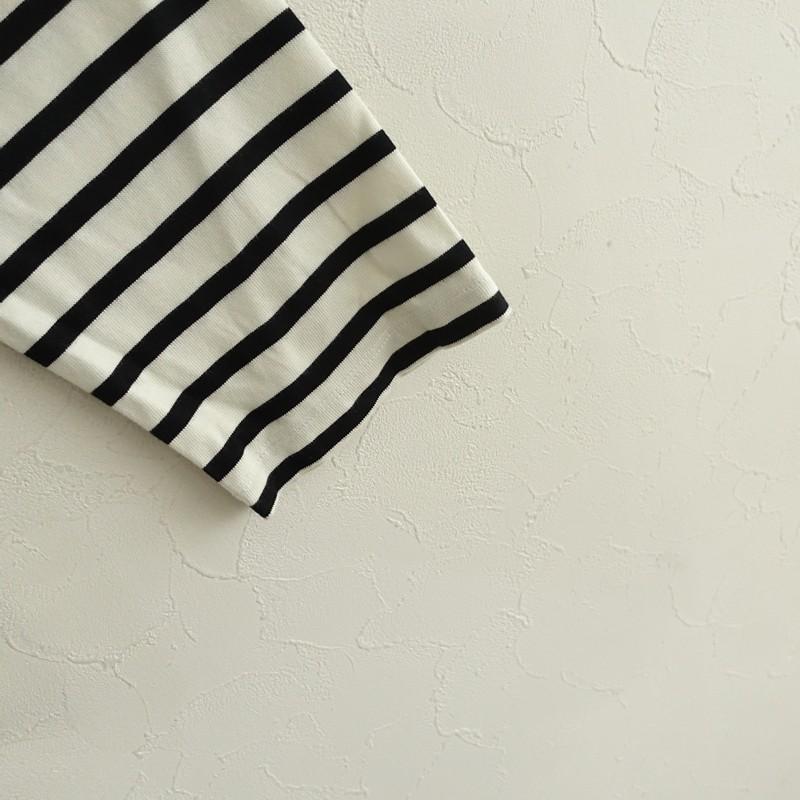 ポルテデブトン　ドロールフレンチスリーブボーダー　24ss Free 日本製 Porter des boutons（ポルテデブトン） *スタンドフリル切替ボーダー