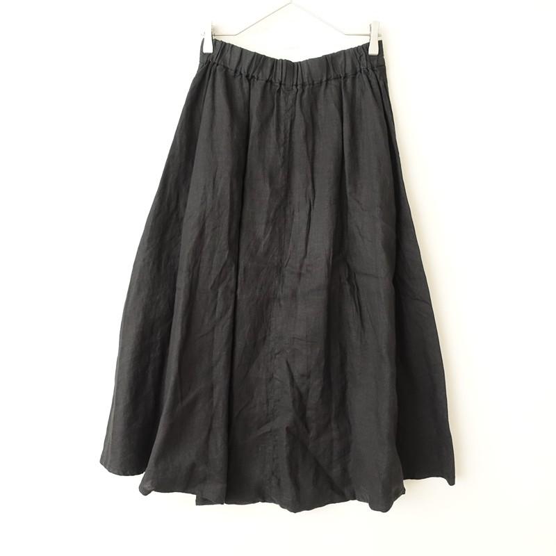 23年 パドカレ ヴィンテージアンティークリネン スカート 麻 クロ pas de calais（パドカレ） 【定価2.6万】パドカレ *リネンジャガード