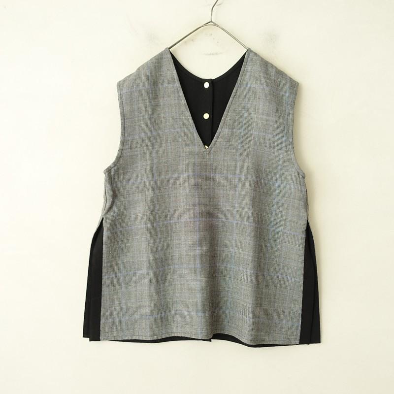 トゥモローランド　ウールシルクブロックトゥース 4-wayジレ ウールシルクブロックトゥース 4－wayジレ | maison TOMORROWLAND