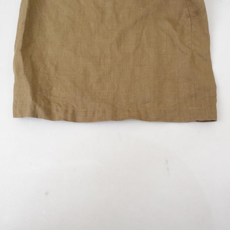 ワフ wafu *リネンワイドパンツ*ベージュカーキウエストゴム無地ロング