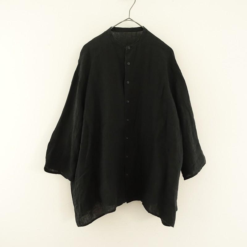 美品✨ヴェリテクール リネン100% ギャザー ブラウス 長袖 F ブラック Veritecoeur（ヴェリテクール） 【定価2.4万】ヴェリテクール *リネン