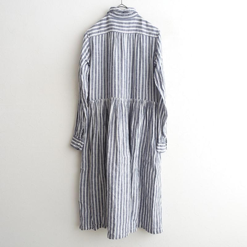 オールドマンズテーラー R&D.M.Co- *リネンストライプギャザーシャツ