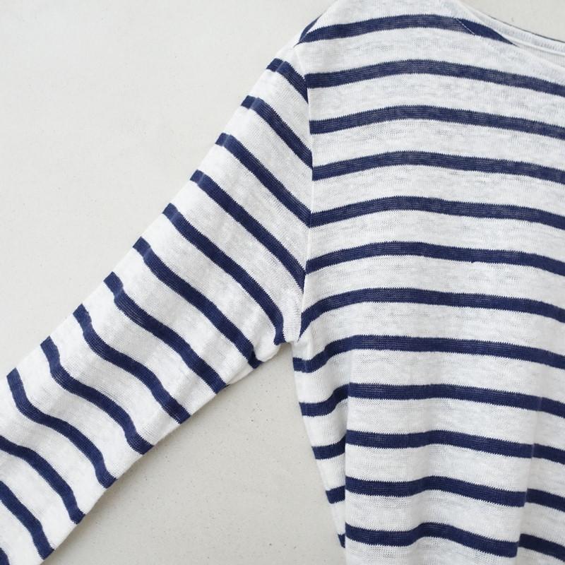 nest Robe（ネストローブ） *リネンニットボーダーボートネックプル