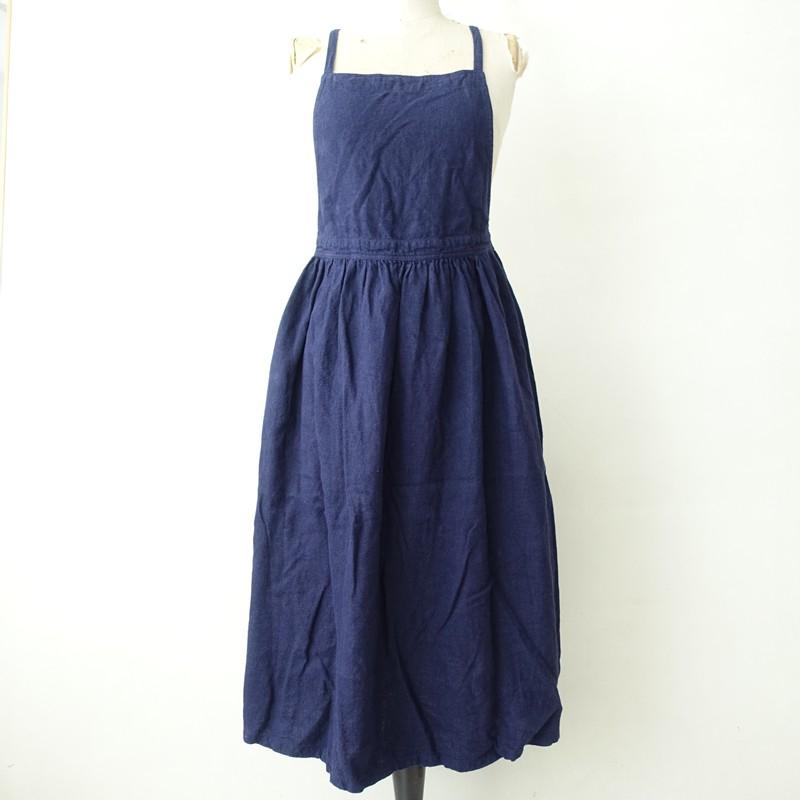 nest Robe（ネストローブ） *微起毛リネンエプロンワンピース*ネイビー