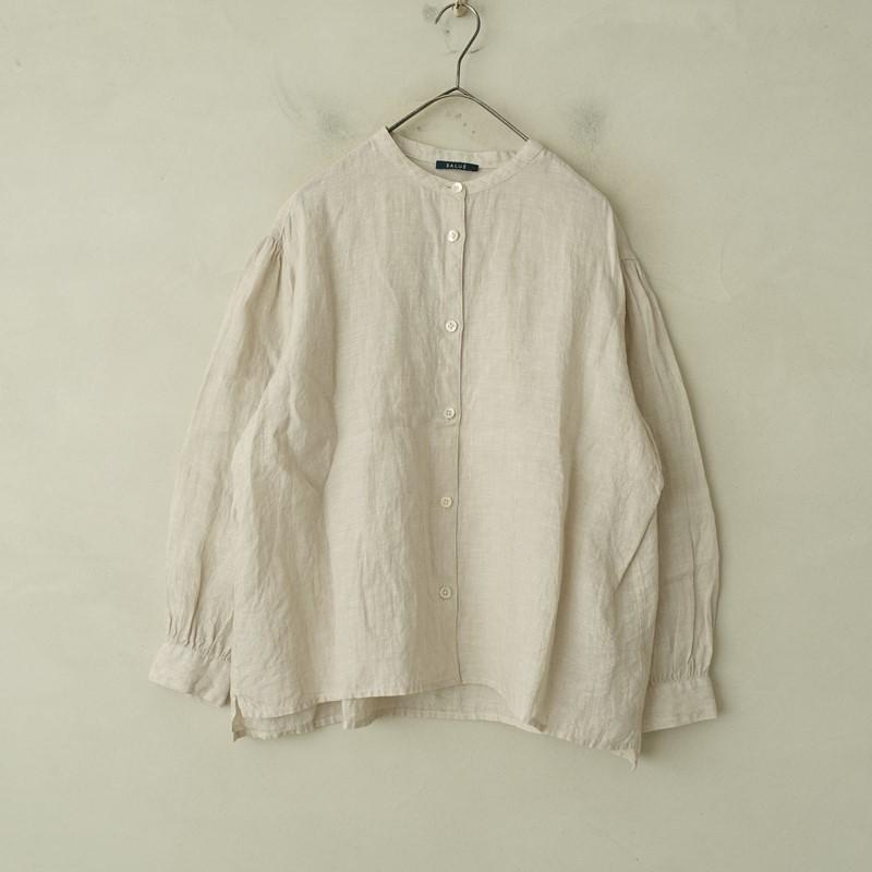 美品】サルエ SALUE *リネンワイドシャツ*F長袖ブラウスロングスリーブ 