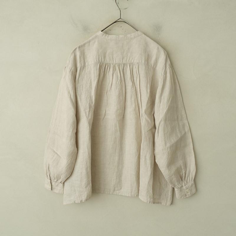 美品】サルエ SALUE *リネンワイドシャツ*F長袖ブラウスロングスリーブ 