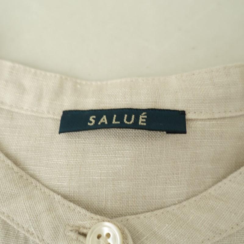 美品】サルエ SALUE *リネンワイドシャツ*F長袖ブラウスロングスリーブ