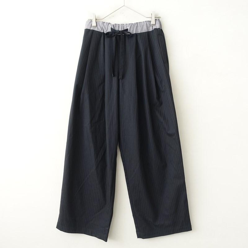 sirone パンツ シロネ sirone *ヘリンボーンストライプ柄イージーワイドパンツ*ダーク