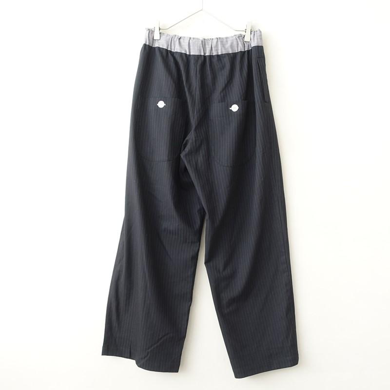 sirone パンツ シロネ sirone *ヘリンボーンストライプ柄イージーワイドパンツ*ダーク