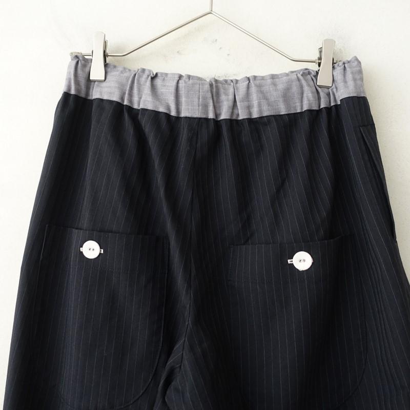シロネ sirone *ヘリンボーンストライプ柄イージーワイドパンツ*ダーク