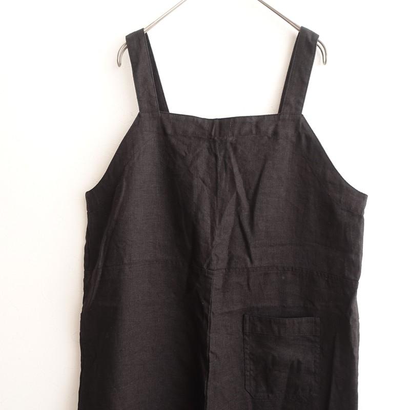 fog linen work / リネンサロペット（サイズ1 ）　ブラック 当店別注】fog linen work / リネンサロペット（サイズ1 / サイズ2