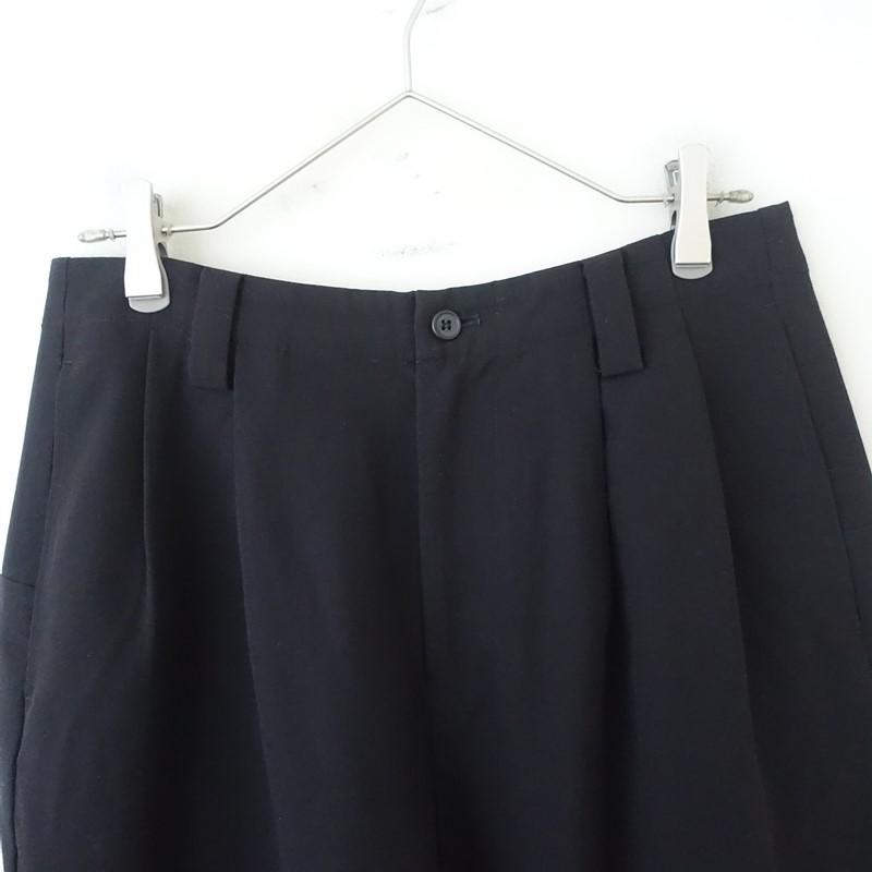 萌 モユル MOYURU *ワイドサルエルパンツ*M-Lブラック黒無地ロング(33