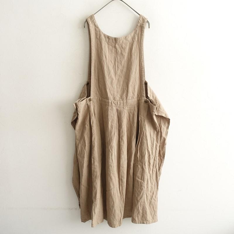 ネストローブ　nest Robe　エプロン　ワンピース　ベージュ　リネン　麻 nest Robe（ネストローブ） *ラミーリネン2wayエプロンワンピース*F