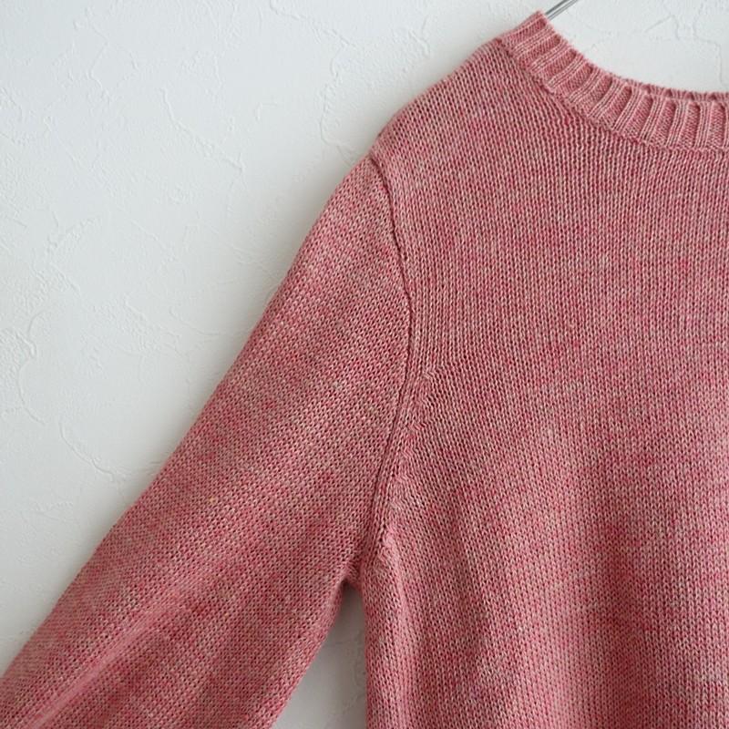 45R ニット プルオーバー ゆったり R刺繍 サイドスリット ピンク 綿 45R ニット プルオーバー ゆったり R刺繍 サイドスリット ピンク 綿