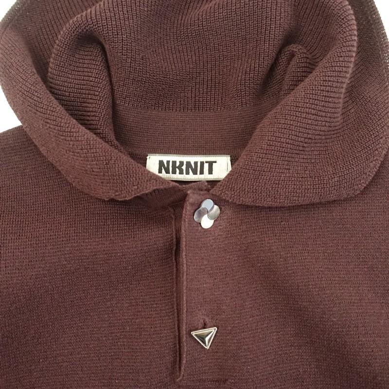 NKNIT ニットポロ　茶色　ブラウン 美品】ンニット NKNIT *コットンブレンドニットポロシャツ*2ダーク