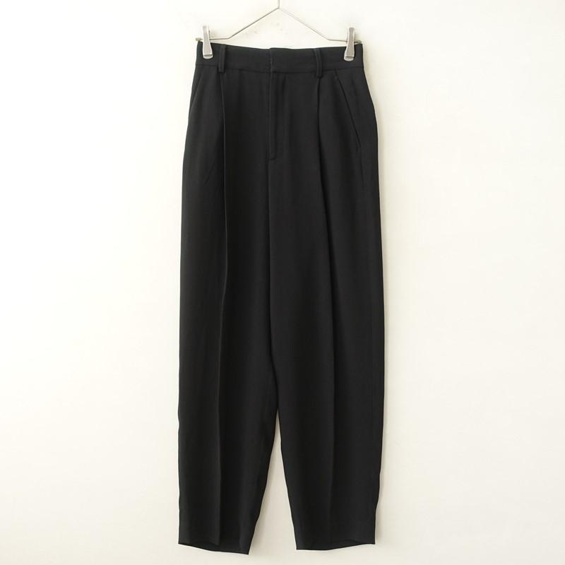 定価1.9万】ロク 6 *ジョーゼットタックパンツ*34黒ブラック無地ロング