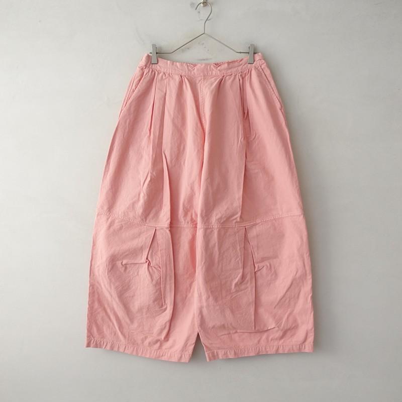 プール POOL *コットンタックワイドパンツ*ONRピンクウエストゴム無地