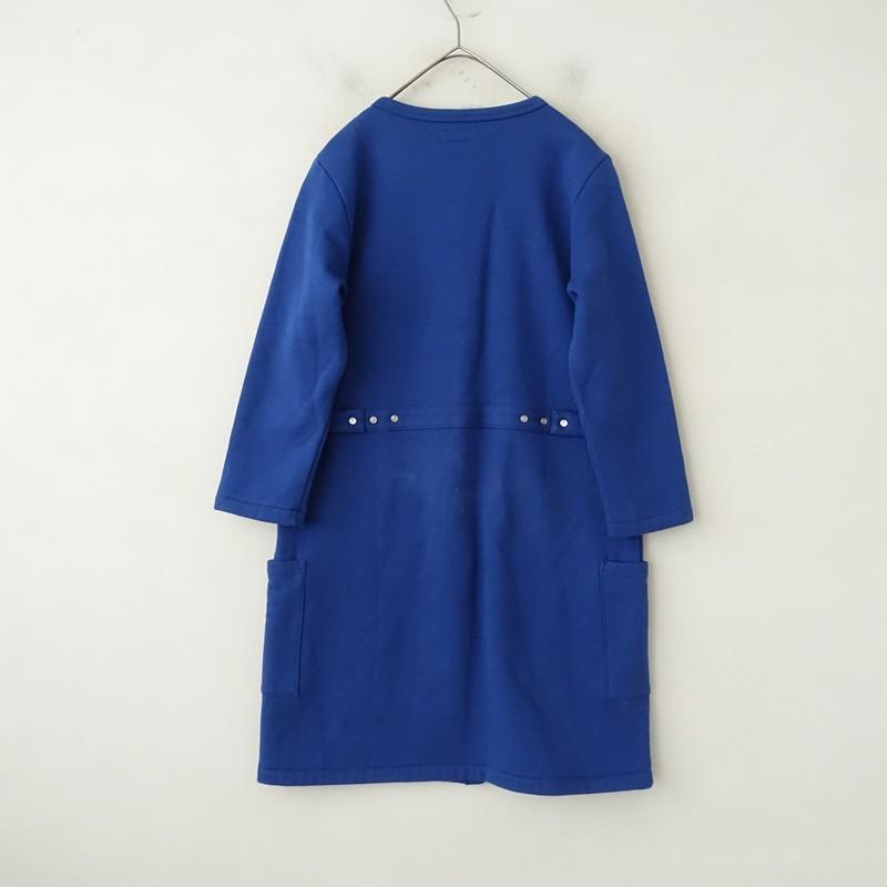アニエスべー　コットン　カーディガン　プレッション　裏起毛　ブルー　t1 アニエスベー agnes b. *ロングカーディガンプレッション*3ブルー裏