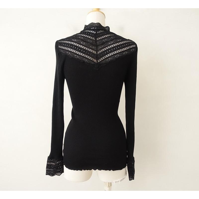 定価2.4万】ロサムンド ROSEMUNDE *レース切替スタンドカラーリブ 