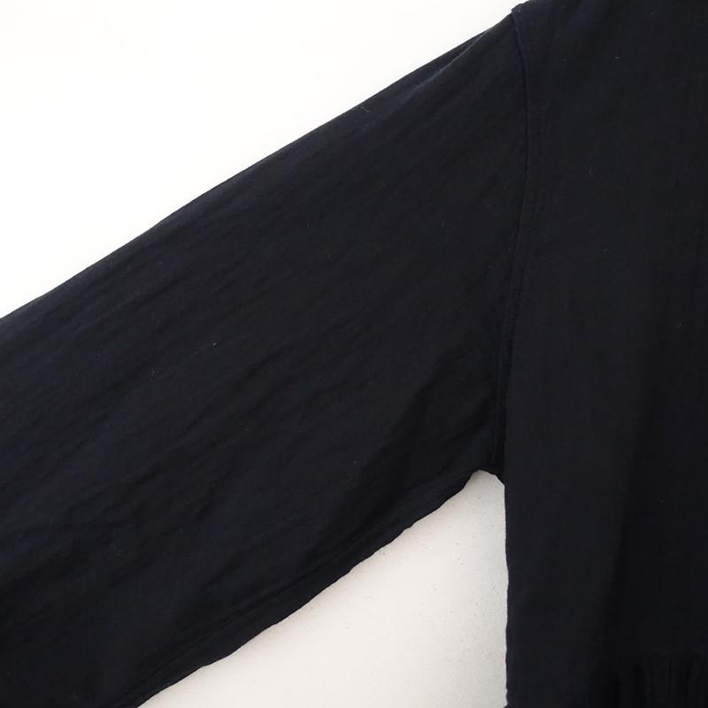 無印良品 MUJI *コットンカシュクールワンピース*L黒ブラックロング