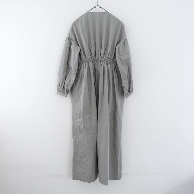 【定価4.7万】エバゴス ebagos *高密度サテン前開きワンピース*Lグレー長袖ロングスリーブ(33-2603-150)【80D62】の画像