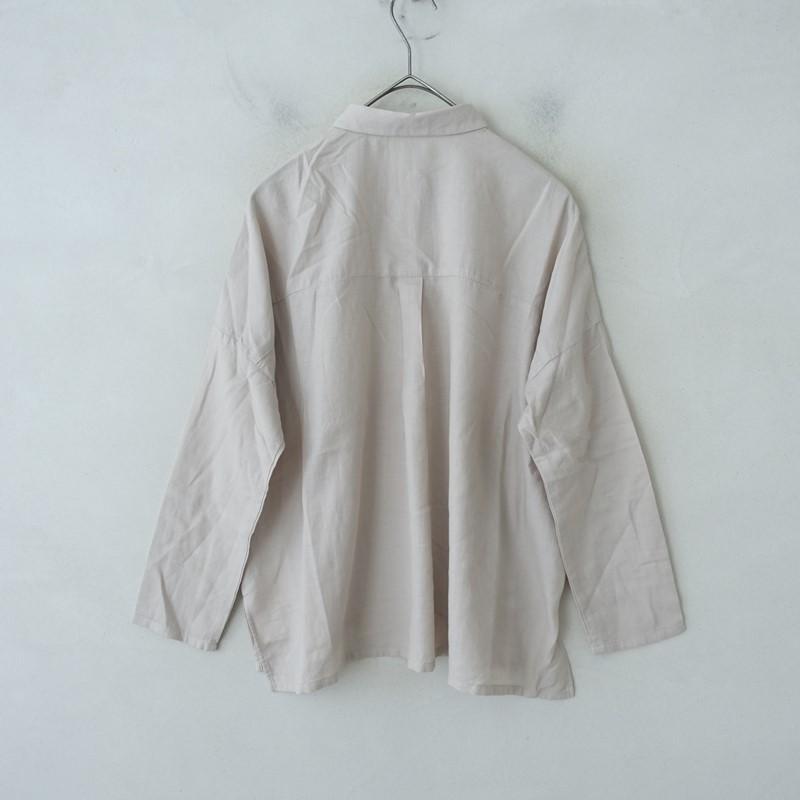 evam eva（エヴァムエヴァ） *コットンシルクシャツ*グレージュ長袖 