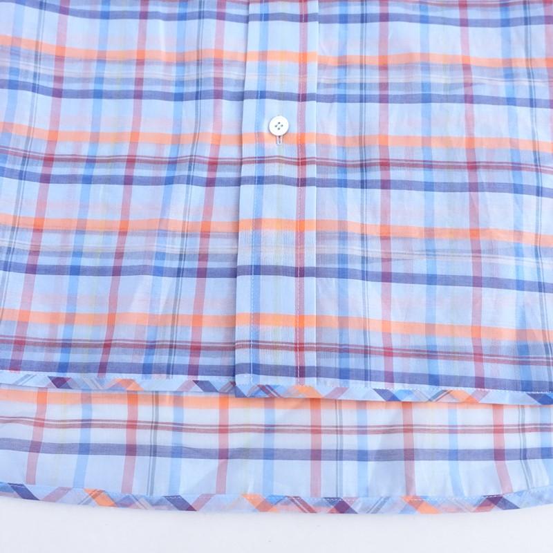 BLAMINK ブラミンク SUMMER オーガンジー チェック シャツ ブルー BLAMINK 【定価9.3万】ブラミンク *SUMMER オーガンジーチェックシャツ