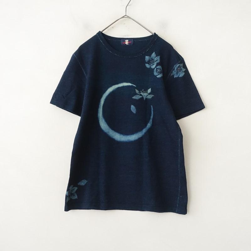 パラスパレス Pal'las Palace *インディゴ染めコットン花柄半袖Tシャツ