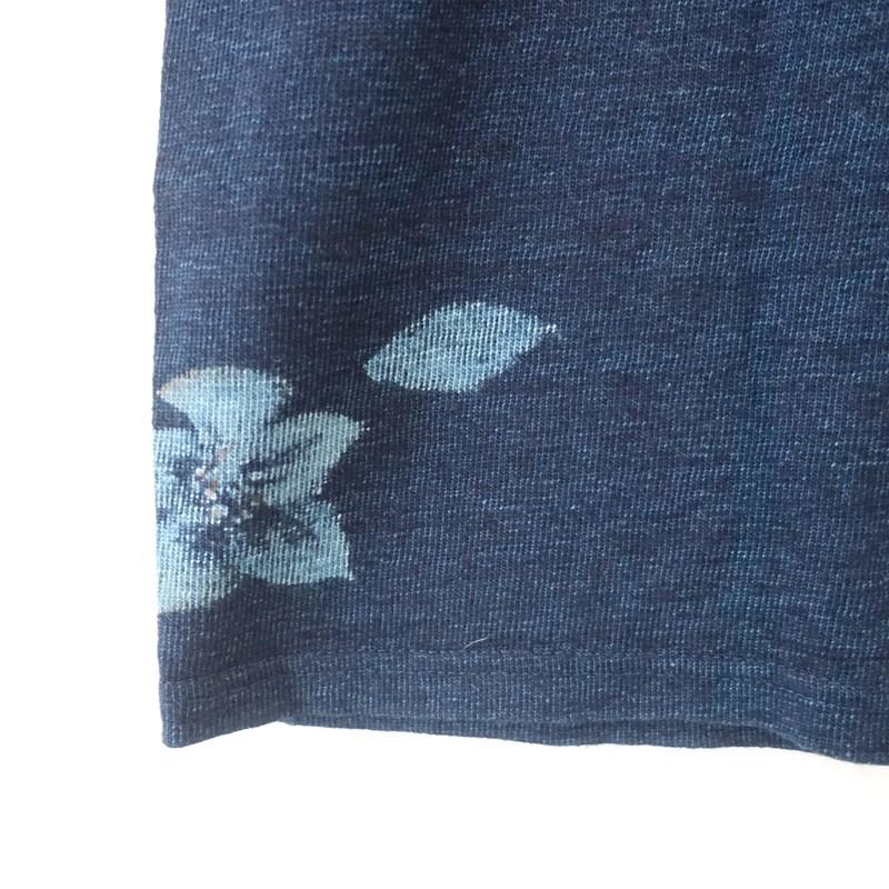 パラスパレス Pal'las Palace *インディゴ染めコットン花柄半袖Tシャツ
