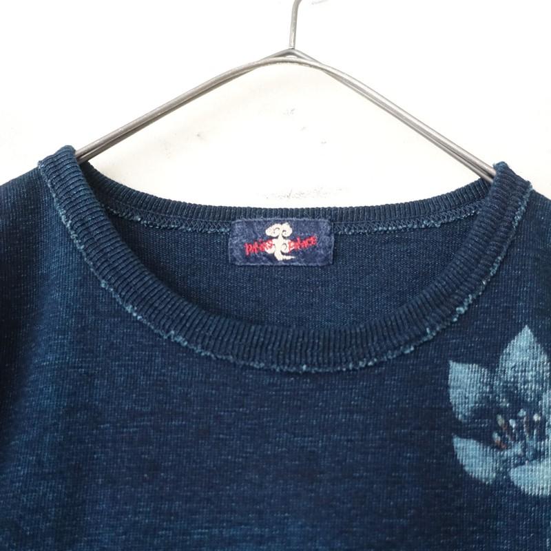 パラスパレス Pal'las Palace *インディゴ染めコットン花柄半袖Tシャツ