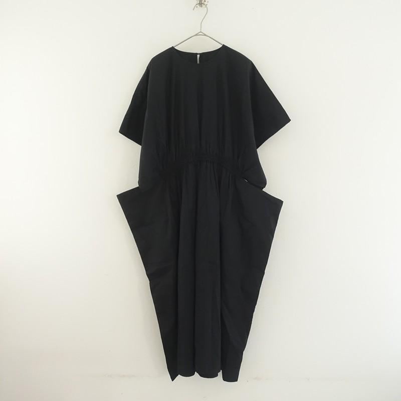 homspun（ホームスパン） *100/2ブロードワイドスリーブワンピース*S黒 