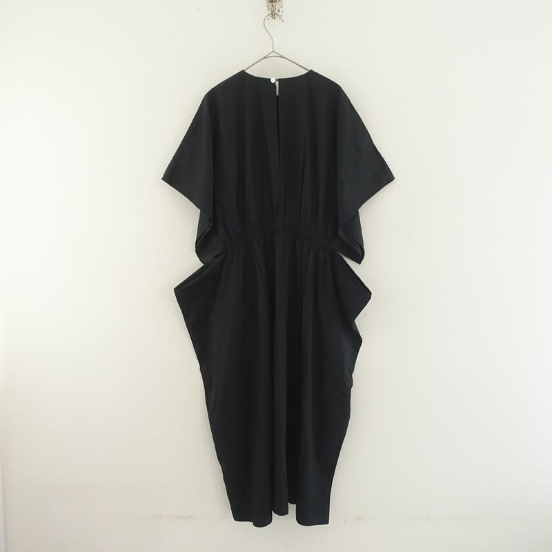 homspun（ホームスパン） *100/2ブロードワイドスリーブワンピース*S黒
