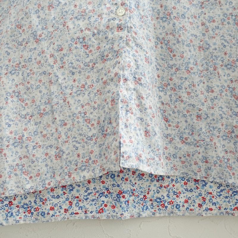 nest Robe（ネストローブ） *リネンスタンドカラー花柄シャツ